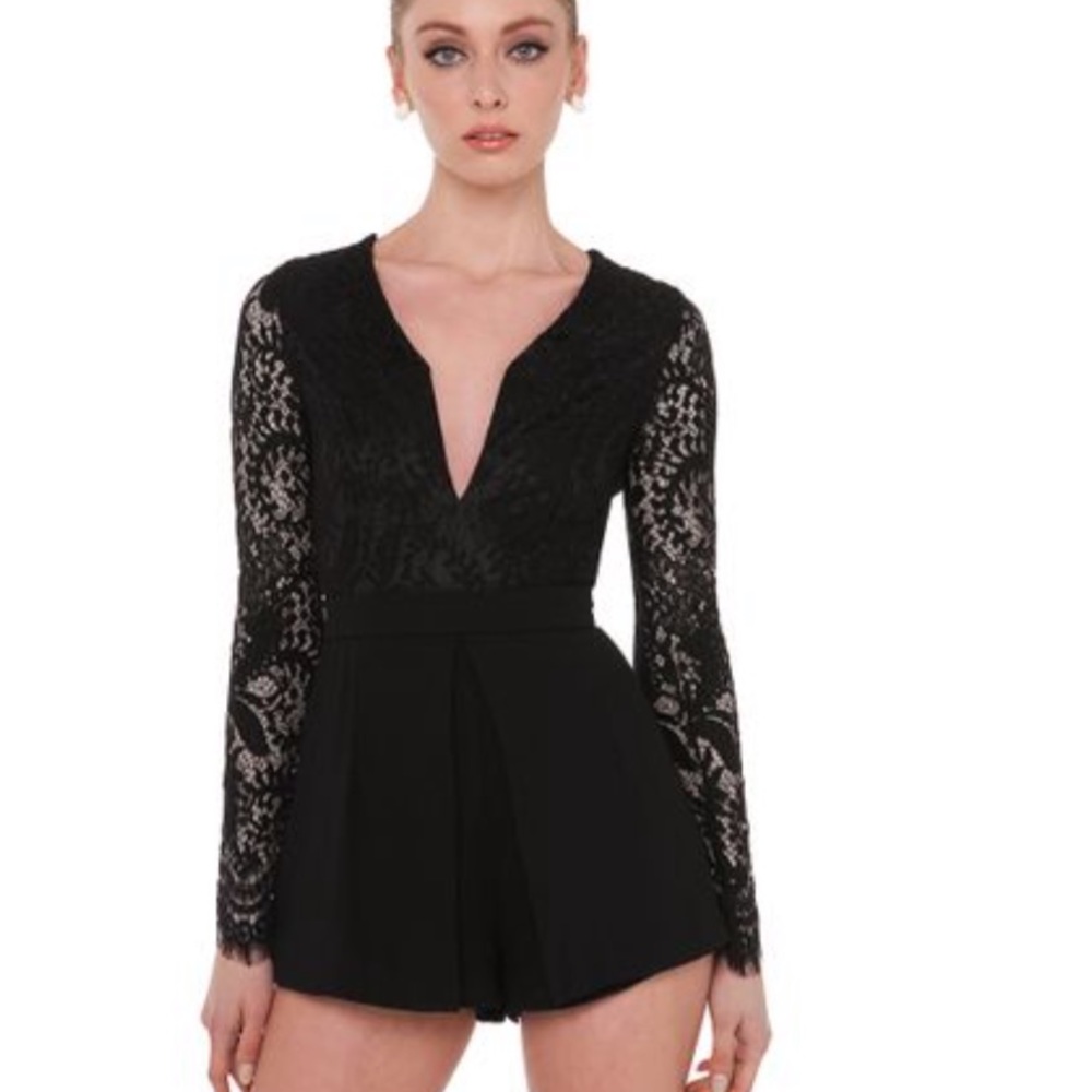 Akira Black Label Long-sleeve Lace Romper size S